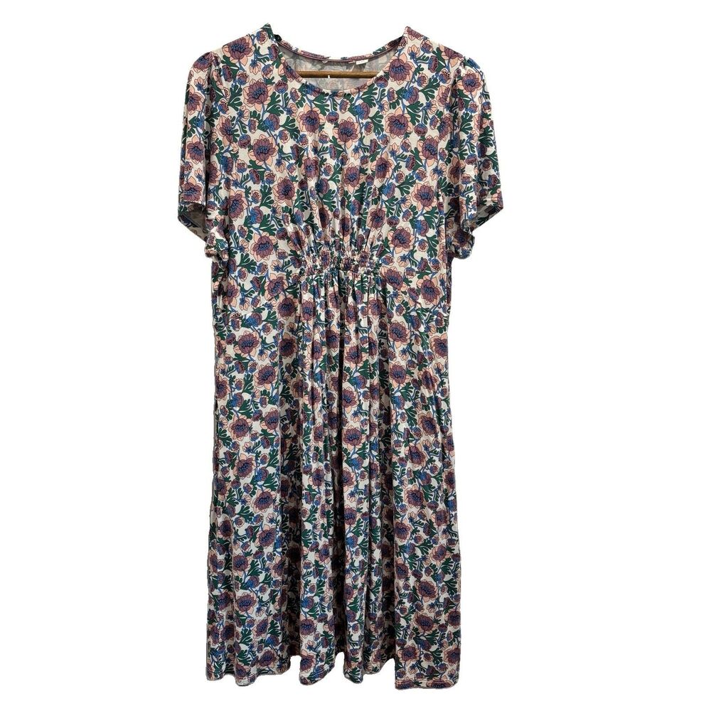 Boden Amelie Jersey Midi Dress Floral Size 16 18 long Cottagecore Pockets 16/18L